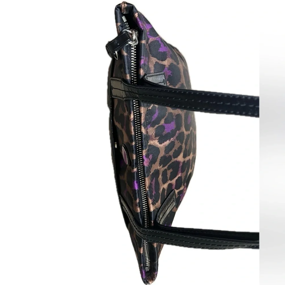 Coach Leopard Print Tote Bag - Black and Purple